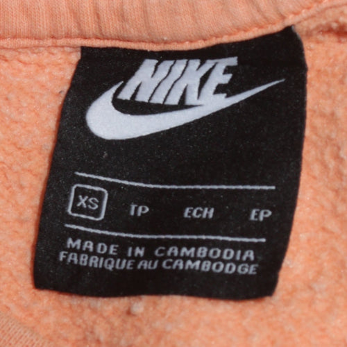 Nike Women's Peach Orange Crew Neck Sweatshirt XS Cotton Blend