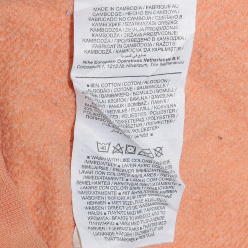 Nike Women's Peach Orange Crew Neck Sweatshirt XS Cotton Blend