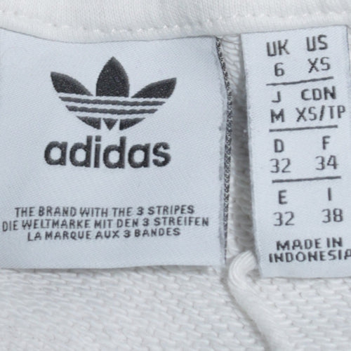 Adidas Womens White Black Hooded Pullover Sweatshirt XS