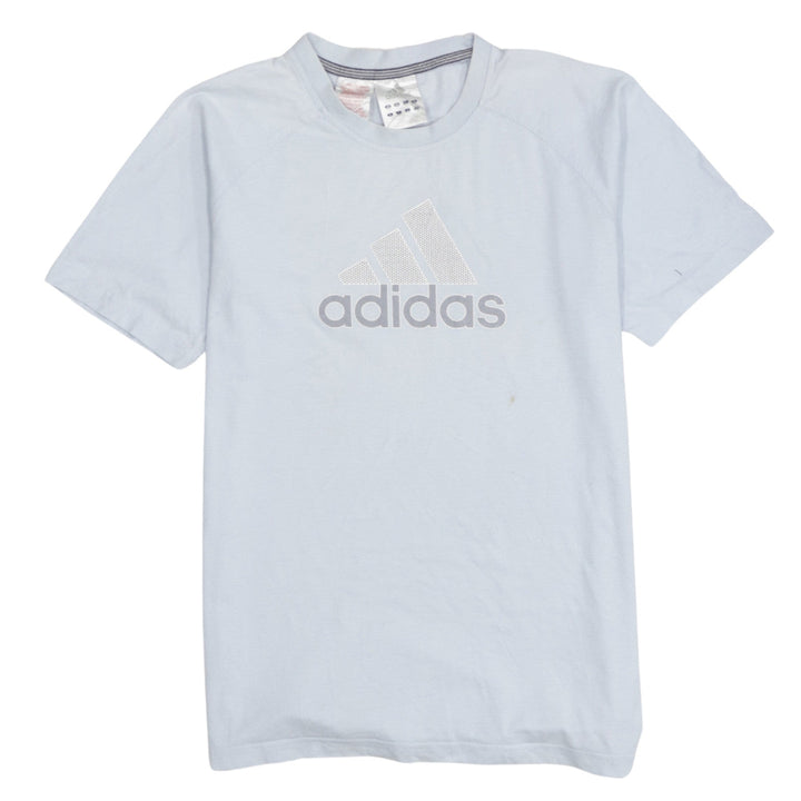 Adidas Boys White XL Short Sleeve Cotton Sports Logo T-Shirt