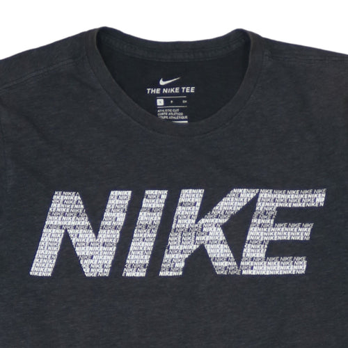 Nike Men Black Athletic Dri-FIT Logo Graphic T-Shirt Size S