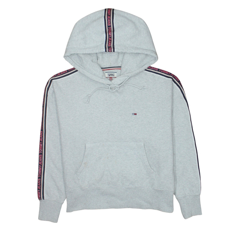 Tommy Jeans Womens Grey XS Pullover Hoodie Logo Tape Trim Casual