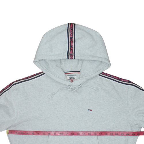 Tommy Jeans Womens Grey XS Pullover Hoodie Logo Tape Trim Casual