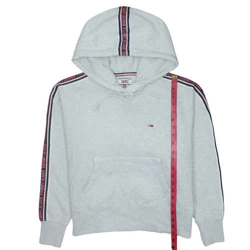 Tommy Jeans Womens Grey XS Pullover Hoodie Logo Tape Trim Casual