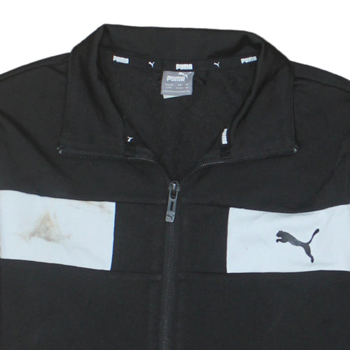 Puma Boys Black Full Zip Sweatshirt 13-14 Years Colourblock Logo Jacket