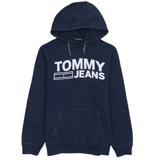 Tommy Hilfiger Mens Navy Hoodie Small Pullover Fleece Cotton Blend