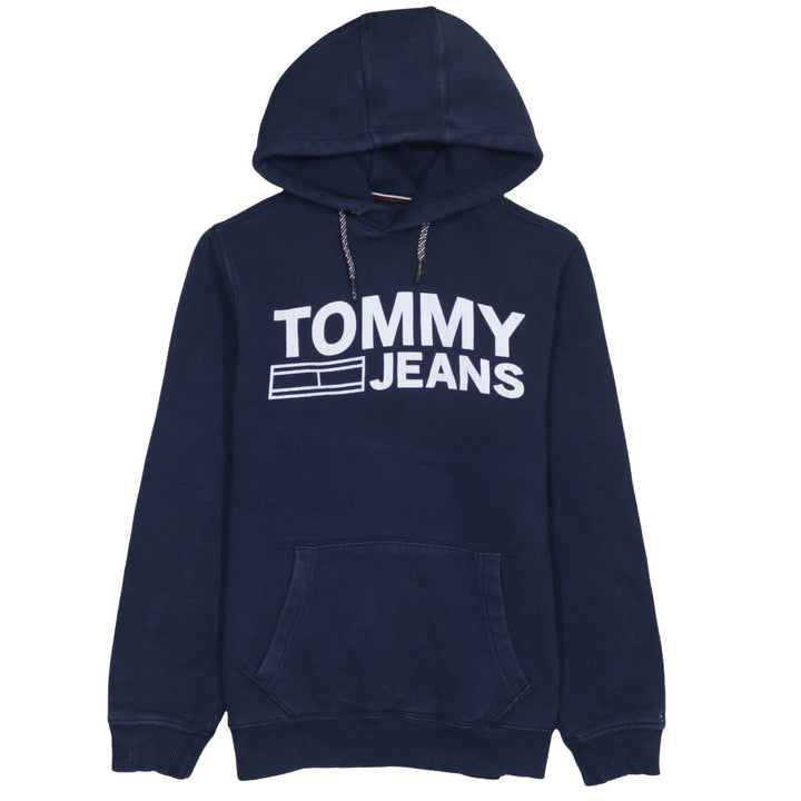 Tommy Hilfiger Mens Navy Hoodie Small Pullover Fleece Cotton Blend