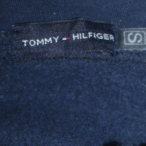 Tommy Hilfiger Mens Navy Hoodie Small Pullover Fleece Cotton Blend