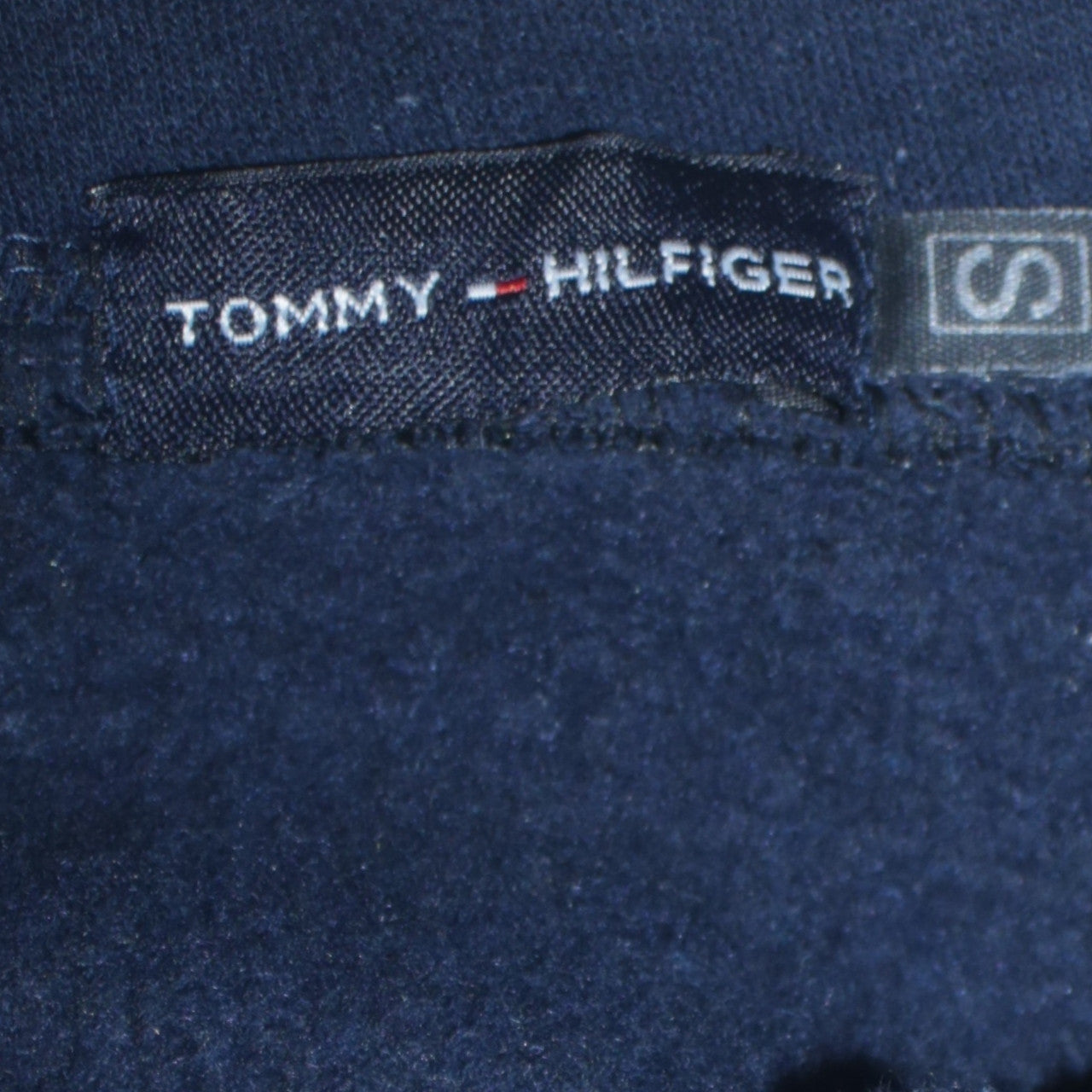 Tommy Hilfiger Mens Navy Hoodie Small Pullover Fleece Cotton Blend