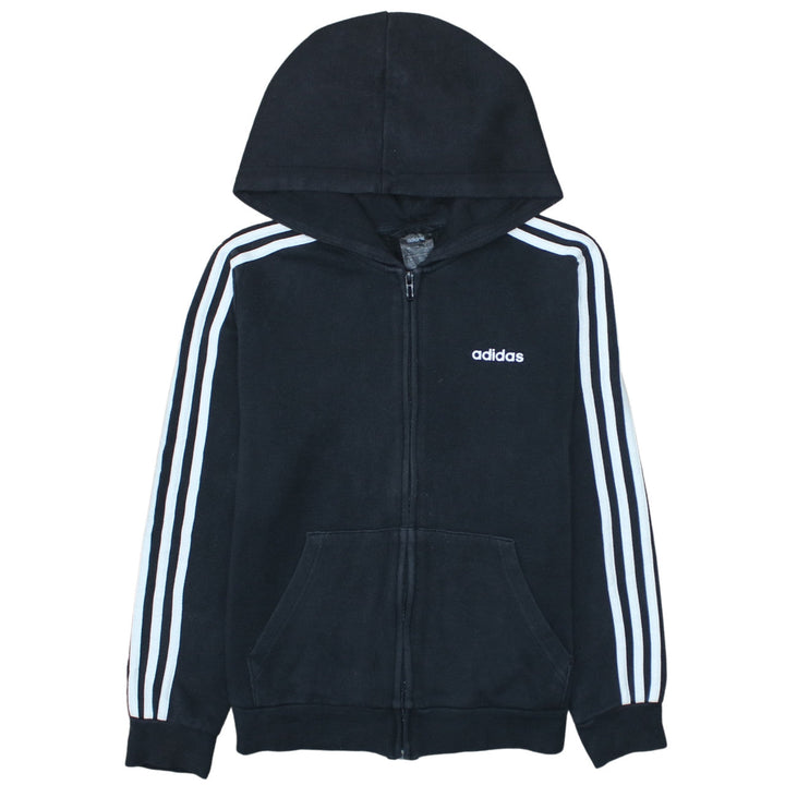 Adidas Women Black Full Zip Hoodie Size 12-14 Hooded Sweatshirt