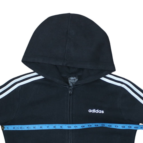Adidas Women Black Full Zip Hoodie Size 12-14 Hooded Sweatshirt