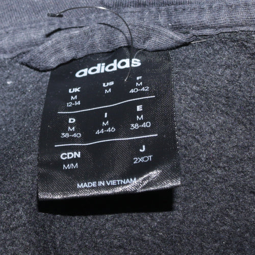 Adidas Women Black Full Zip Hoodie Size 12-14 Hooded Sweatshirt