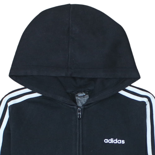 Adidas Women Black Full Zip Hoodie Size 12-14 Hooded Sweatshirt