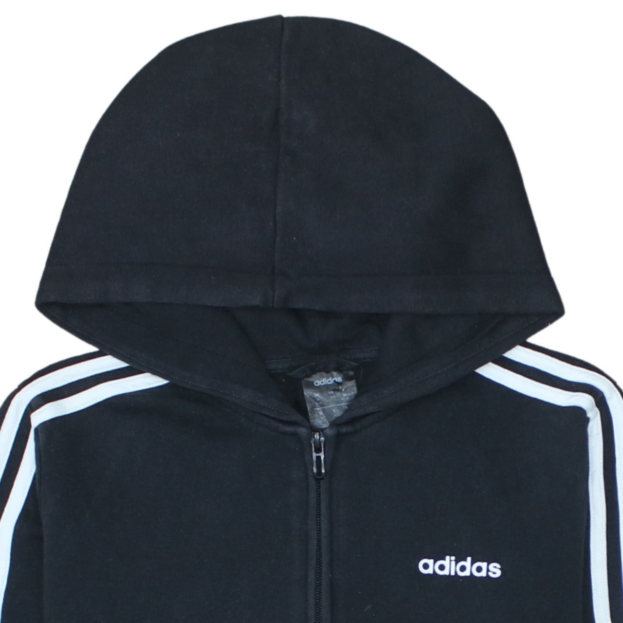 Adidas Women Black Full Zip Hoodie Size 12-14 Hooded Sweatshirt