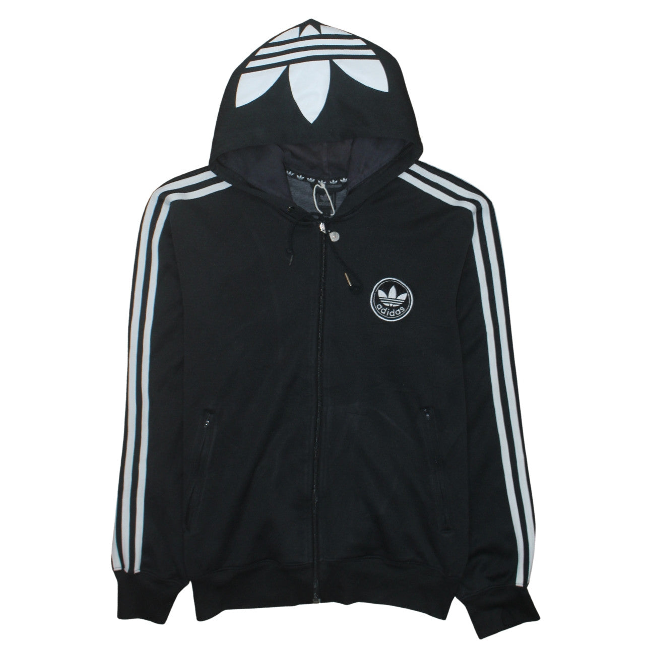 Adidas Men's Black Full Zip Hoodie L Sports Retro Style