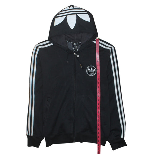 Adidas Men's Black Full Zip Hoodie L Sports Retro Style