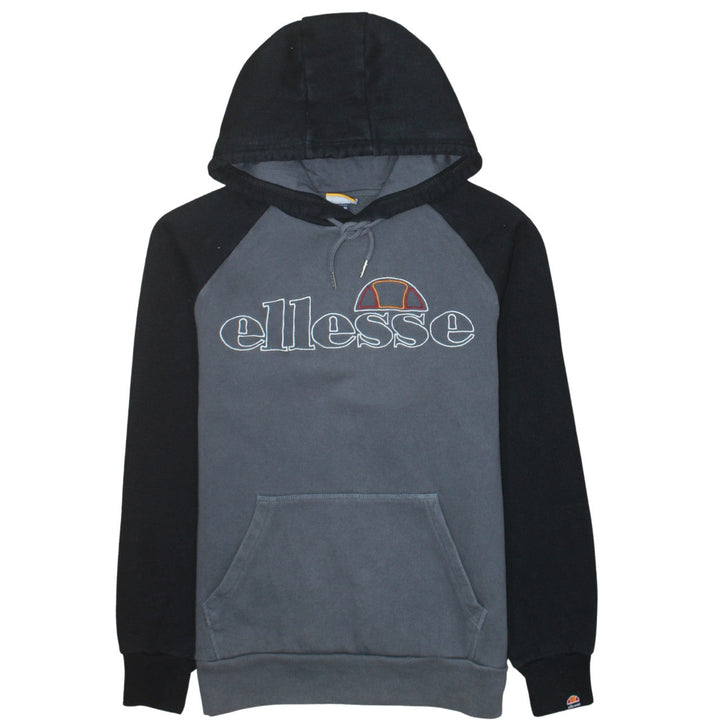 Ellesse Men’s Grey Black Pullover Hoodie M Embroidered Logo Sweatshirt