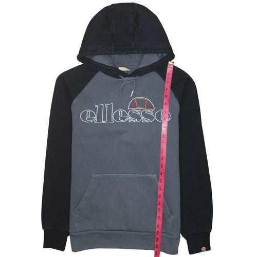 Ellesse Men’s Grey Black Pullover Hoodie M Embroidered Logo Sweatshirt