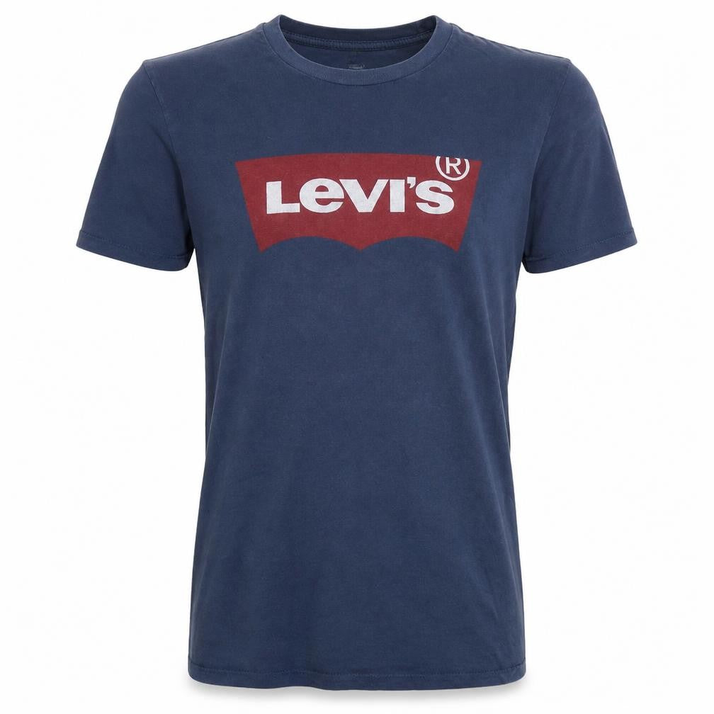 Front view of Levi's Men's Blue Graphic Logo Cotton T-Shirt, size S, Regular Fit