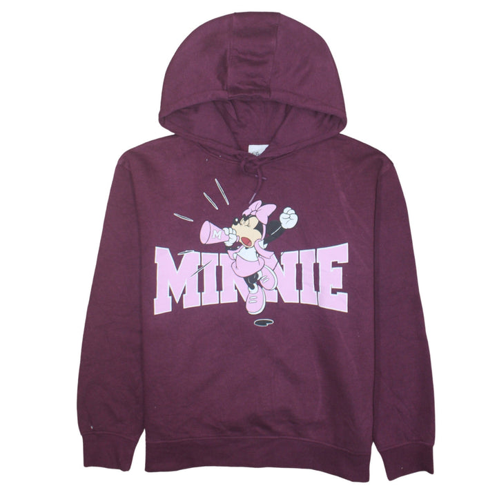 Disney Womens Burgundy Minnie Mouse Graphic Pullover Hoodie Size 12 M