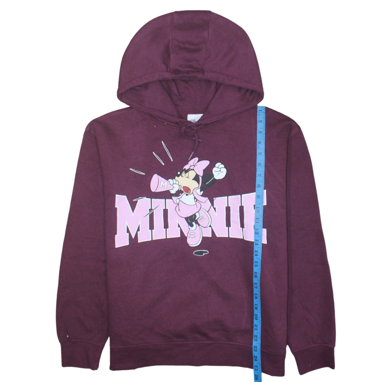 Disney Womens Burgundy Minnie Mouse Graphic Pullover Hoodie Size 12 M