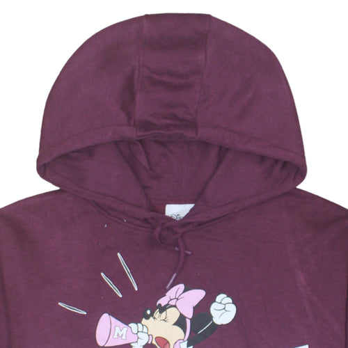 Disney Womens Burgundy Minnie Mouse Graphic Pullover Hoodie Size 12 M