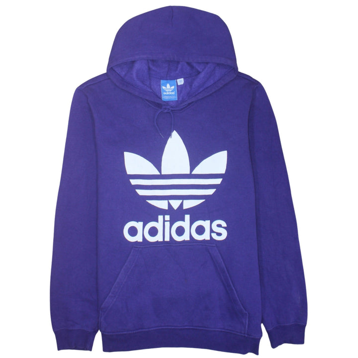 Adidas Mens Purple Pullover Hoodie L Logo Graphic Sweatshirt