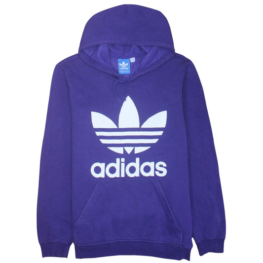 Adidas Mens Purple Pullover Hoodie L Logo Graphic Sweatshirt