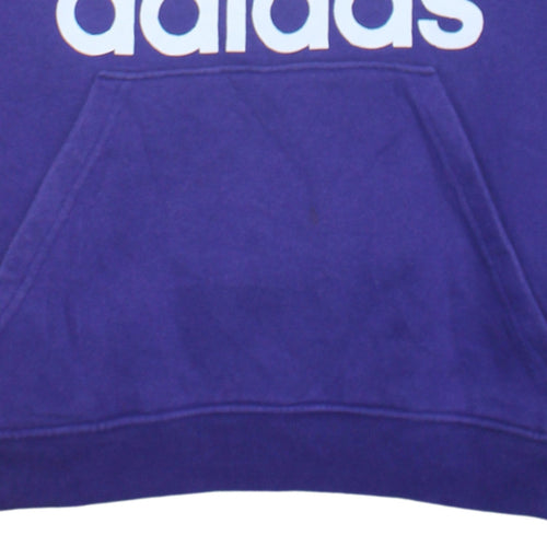 Adidas Mens Purple Pullover Hoodie L Logo Graphic Sweatshirt