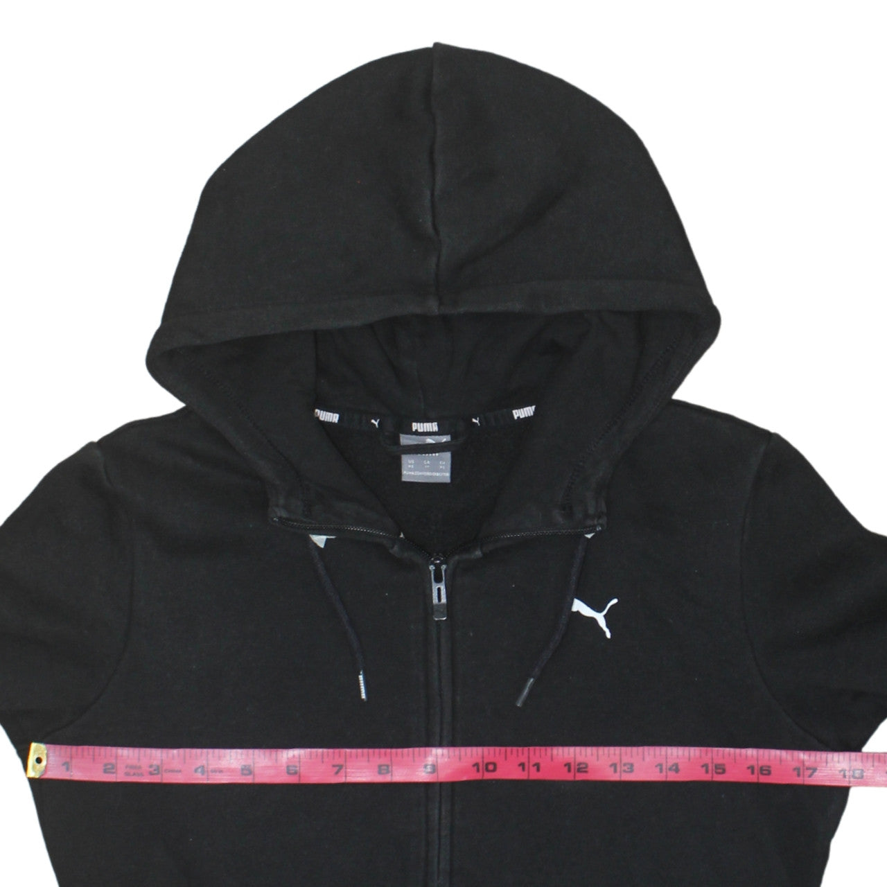 Puma Men's Black XS Full Zip Hoodie with Logo & Pockets