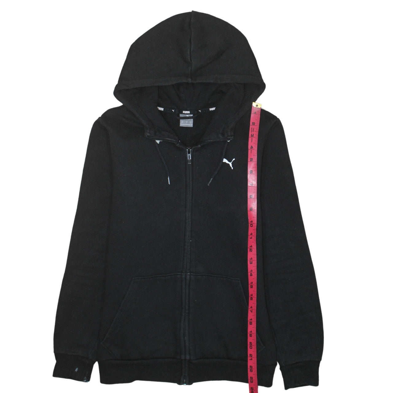 Puma Men's Black XS Full Zip Hoodie with Logo & Pockets