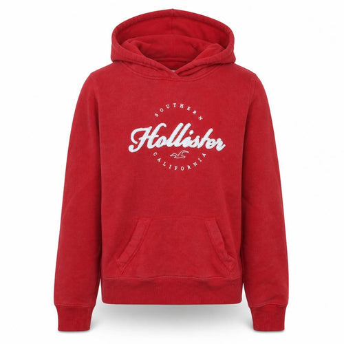 Hollister Men’s Red XS Pullover Hoodie Graphic Logo Sweatshirt