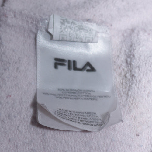 Fila Womens White Full Zip Hoodie Size M Cotton Blend Logo Sweatshirt