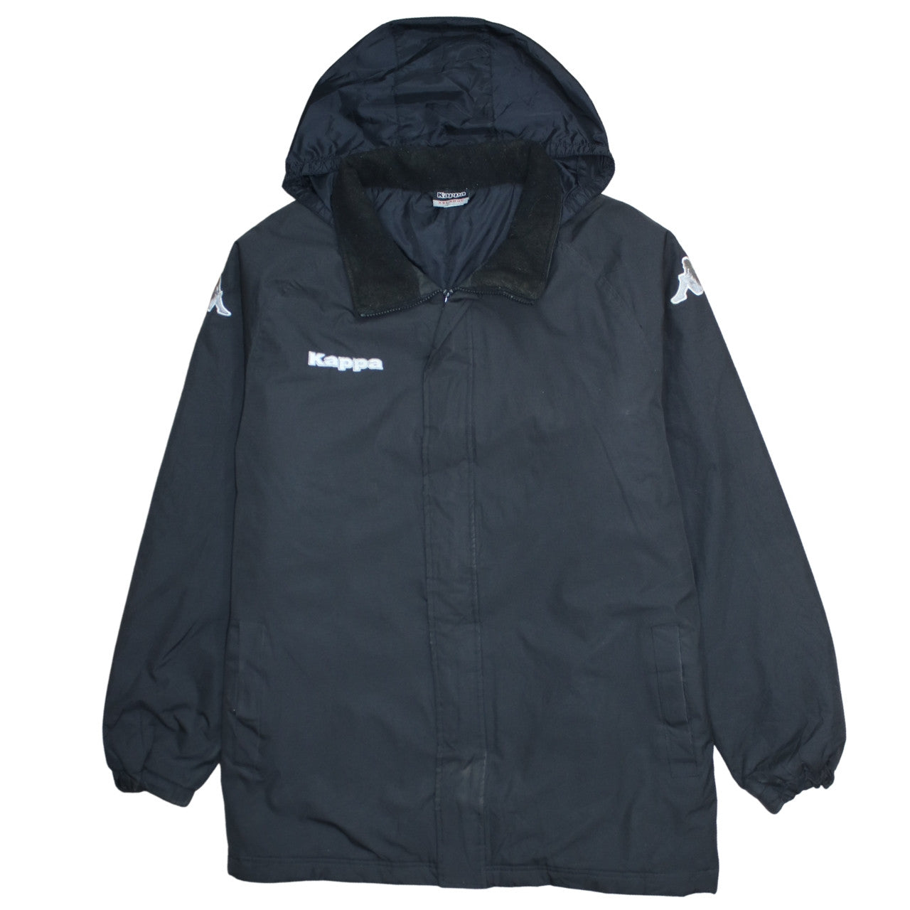 Kappa Mens Black 2XL Hooded Parka Jacket Winter Coat