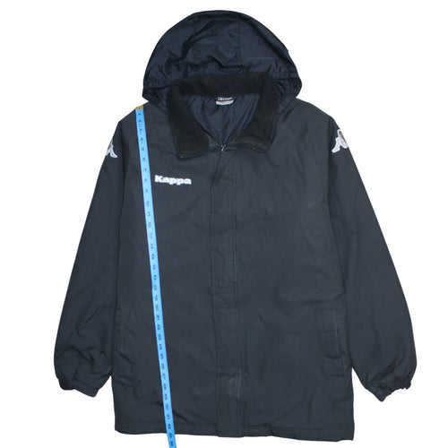 Kappa Mens Black 2XL Hooded Parka Jacket Winter Coat