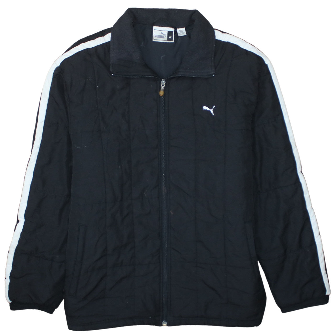 Puma Men's Black Quilted Puffer Jacket M Full Zip Sports Winter