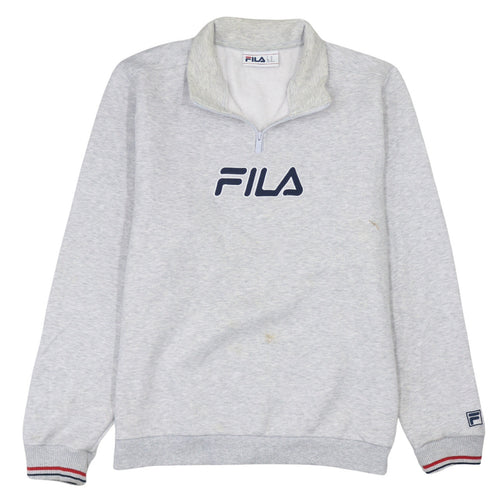 FILA Men's Grey XL 1/4 Zip Pullover Sweatshirt Classic Logo