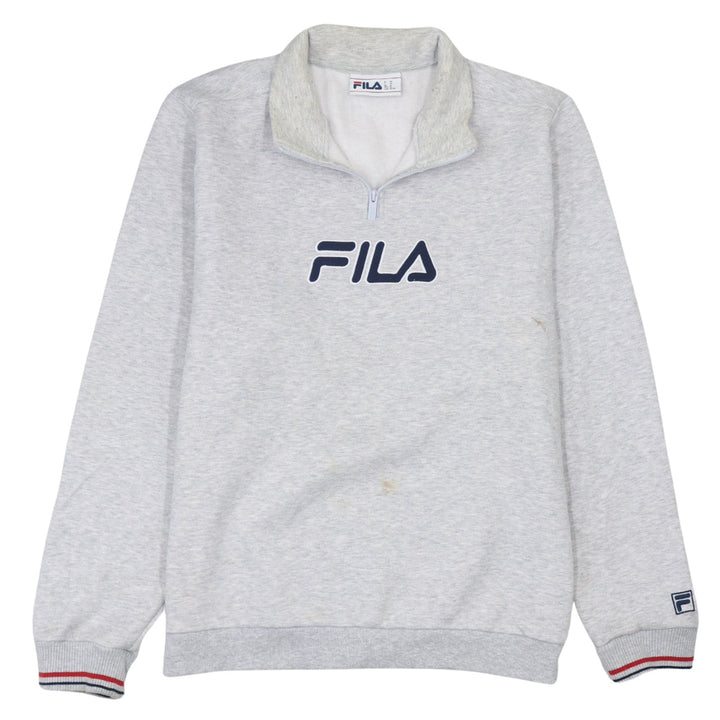 FILA Men's Grey XL 1/4 Zip Pullover Sweatshirt Classic Logo