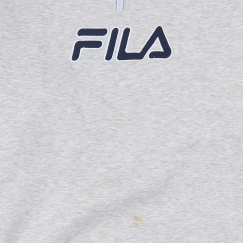 FILA Men's Grey XL 1/4 Zip Pullover Sweatshirt Classic Logo