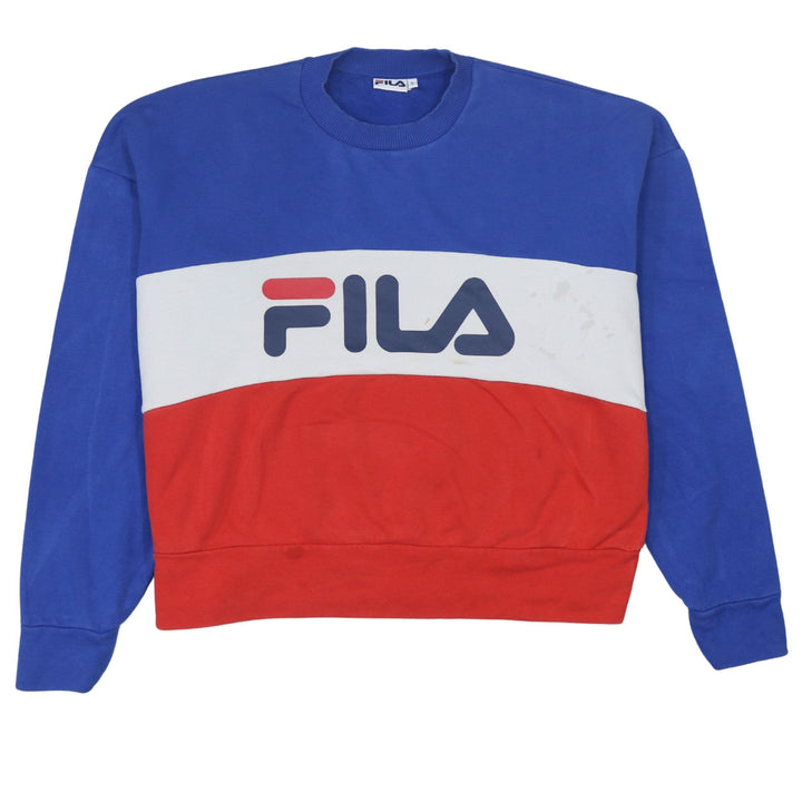 Fila Womens Blue Red Colourblock Crew Neck Sweatshirt Size S