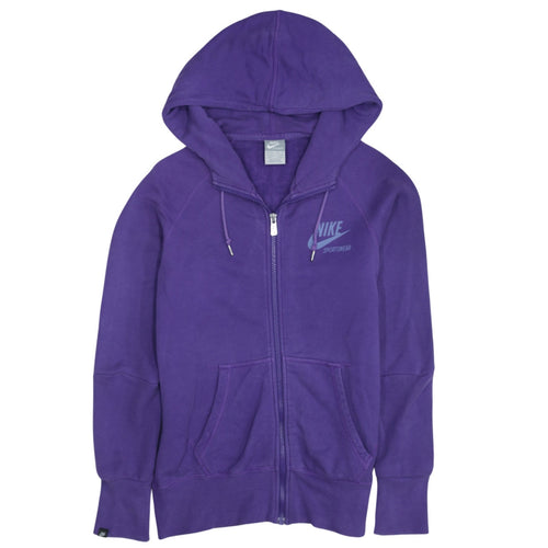 Nike Womens Purple Full Zip Hoodie Sweatshirt UK 12/14 M Sportswear