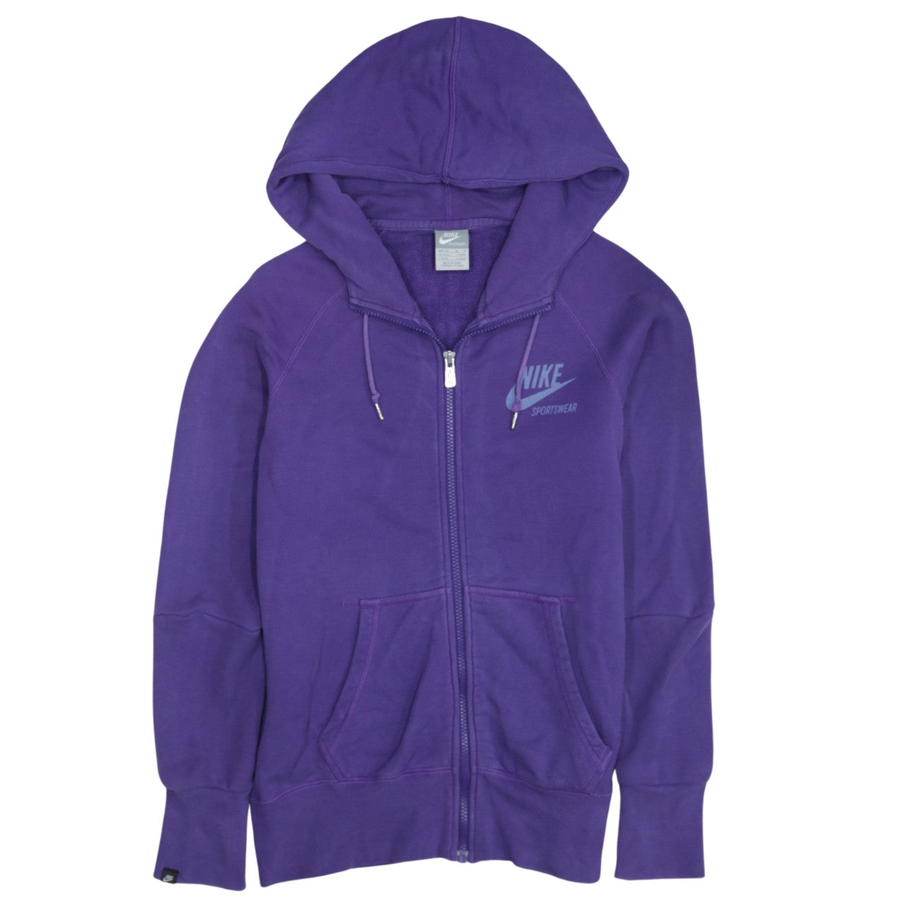 Nike Womens Purple Full Zip Hoodie Sweatshirt UK 12/14 M Sportswear