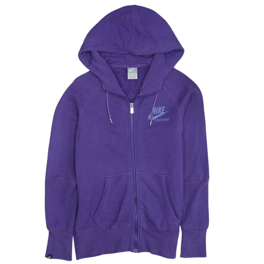 Nike Womens Purple Full Zip Hoodie Sweatshirt UK 12/14 M Sportswear