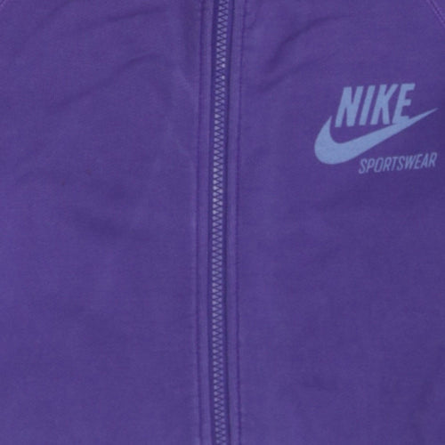 Nike Womens Purple Full Zip Hoodie Sweatshirt UK 12/14 M Sportswear