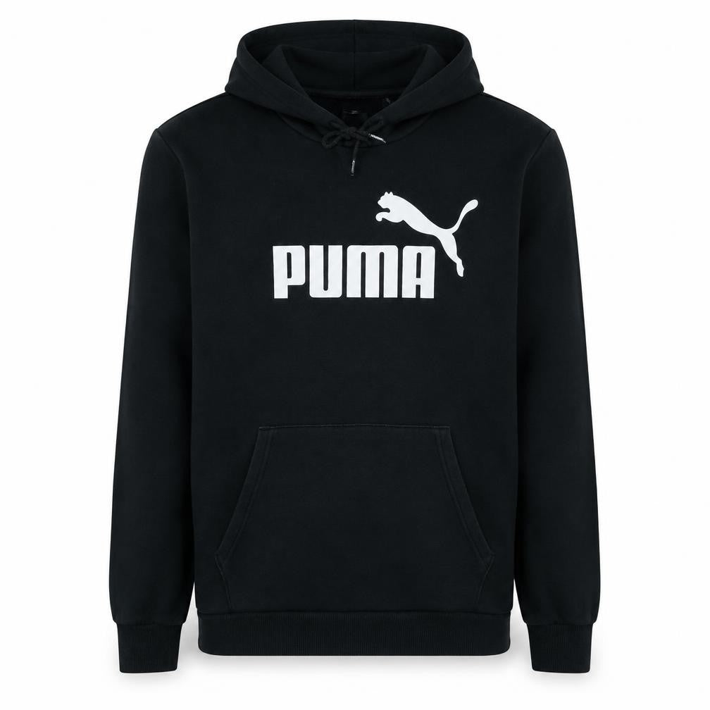 Front view of Puma Men’s Black Pullover Hoodie M Sports Logo Fleece