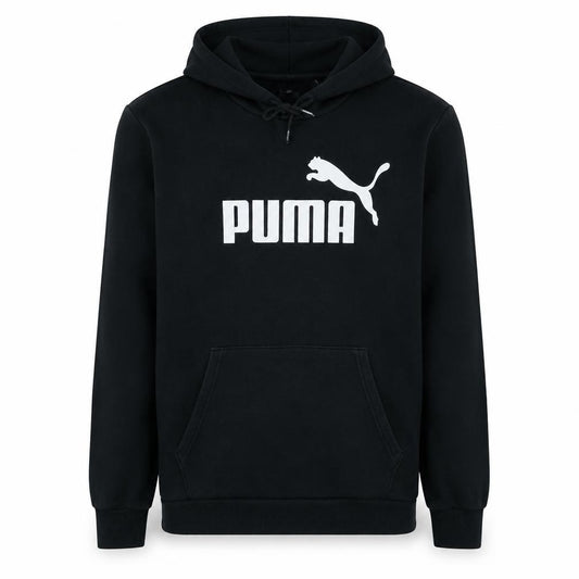 Front view of Puma Men’s Black Pullover Hoodie M Sports Logo Fleece