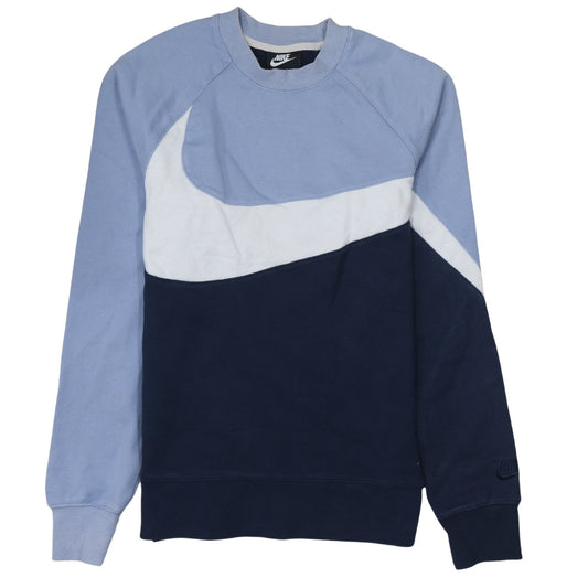 Nike Men's Blue Colour Block Crew Neck Sweatshirt XS