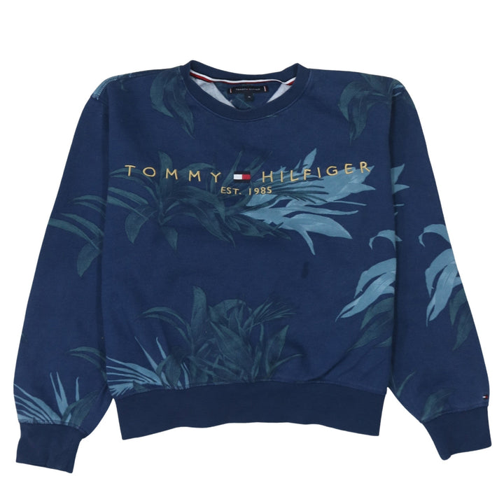 Tommy Hilfiger Women Blue Floral Print Crew Neck Sweatshirt XL