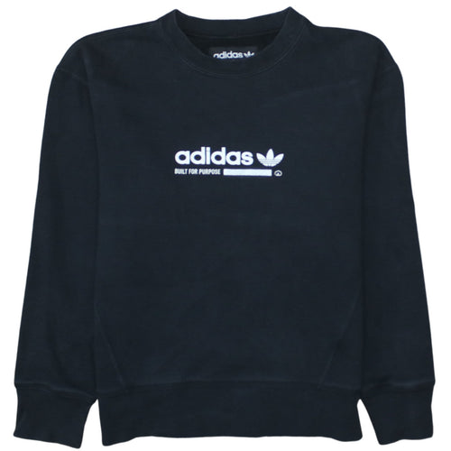 Adidas Women Black XS Pullover Sweatshirt with Logo Print