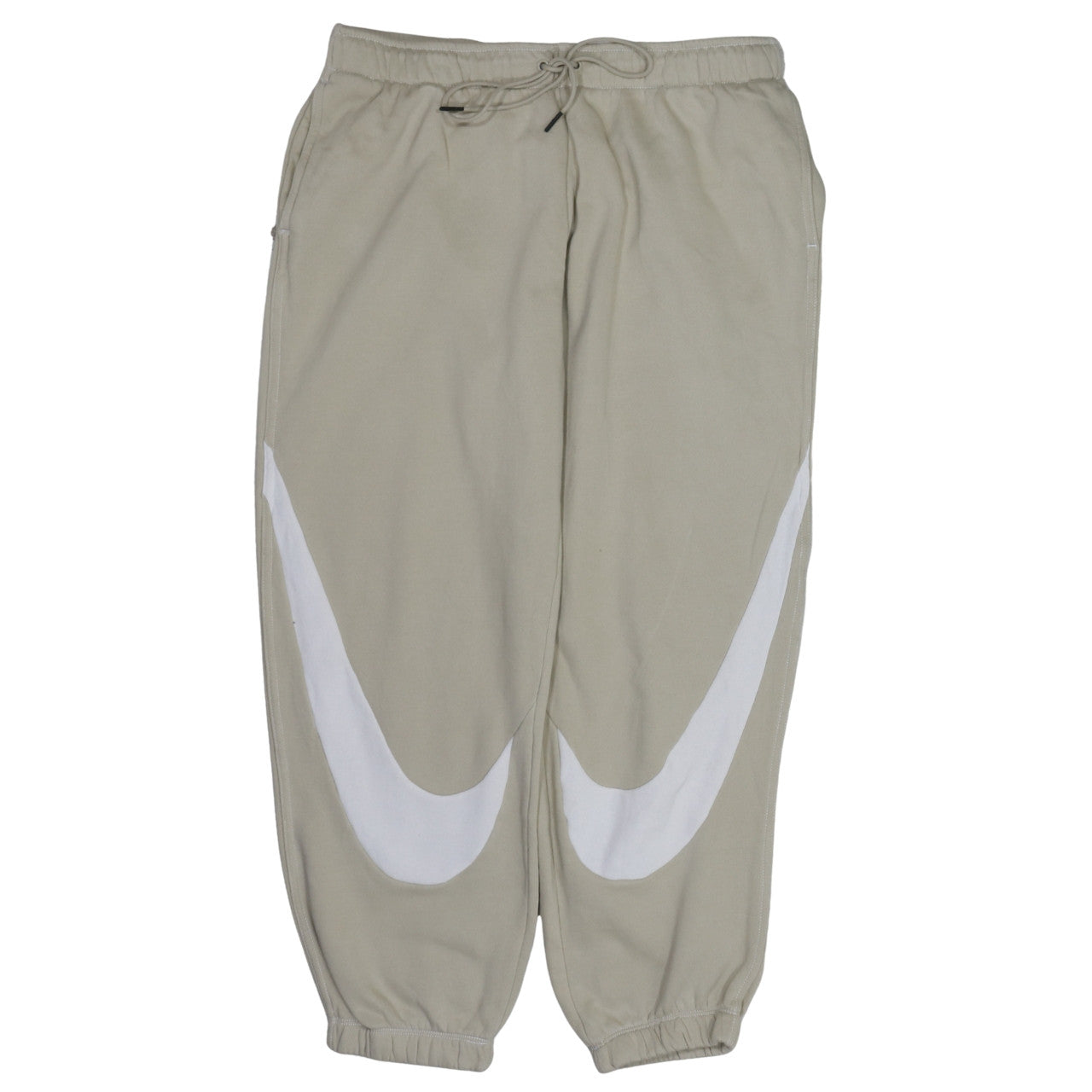 Nike Men's Beige Fleece Sweatpants M Regular Fit Casual Logo